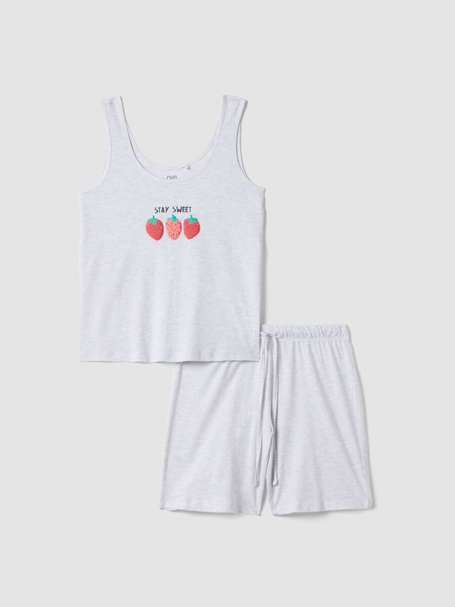 Grey stretch cotton pyjama regular fit with strawberries_4