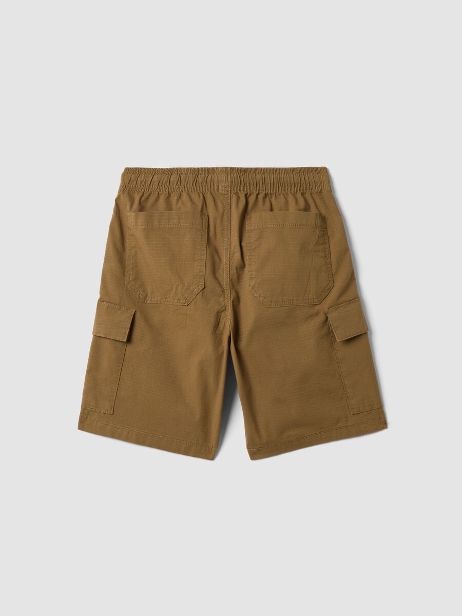 Boys&rsquo; brown stretch cotton cargo shorts, comfort fit_4