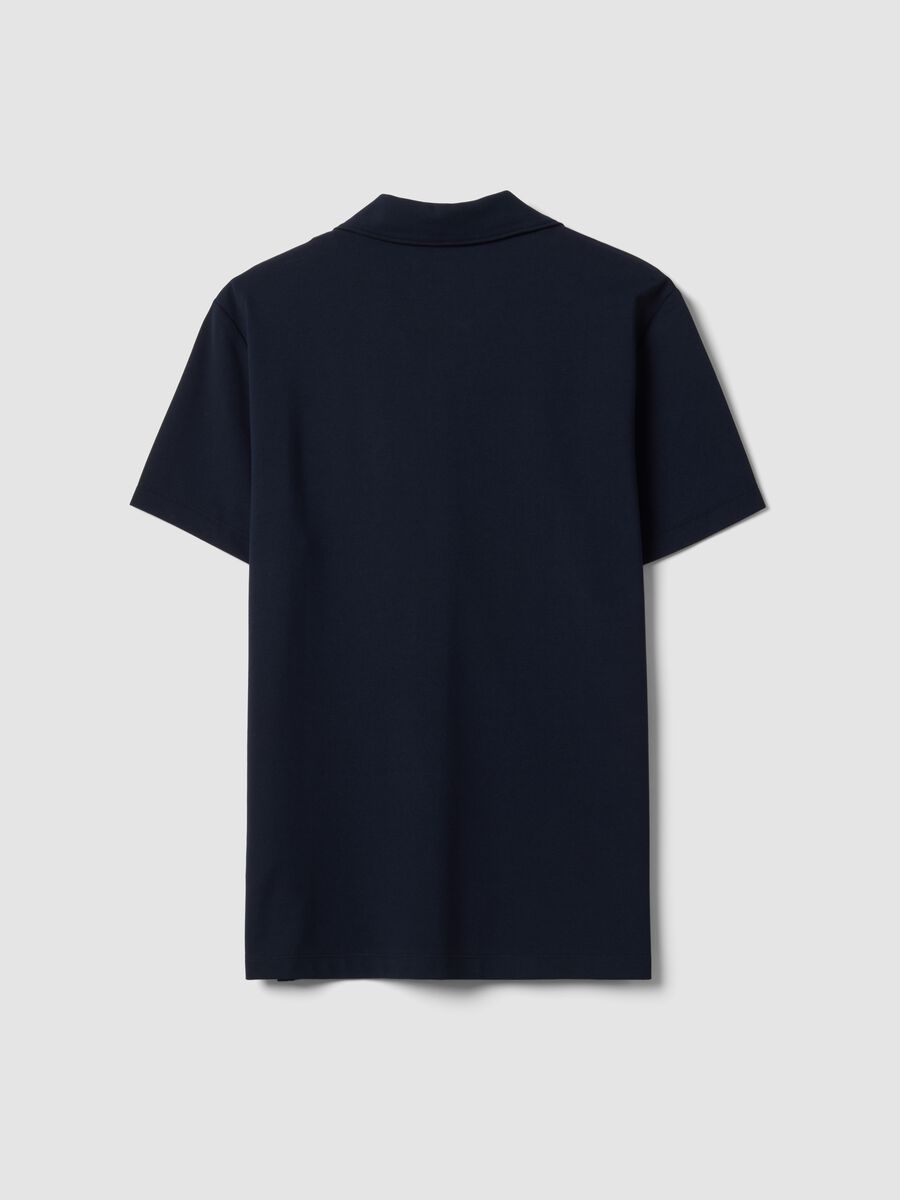 Navy 2-Way Stretch cotton polo shirt, regular fit_2
