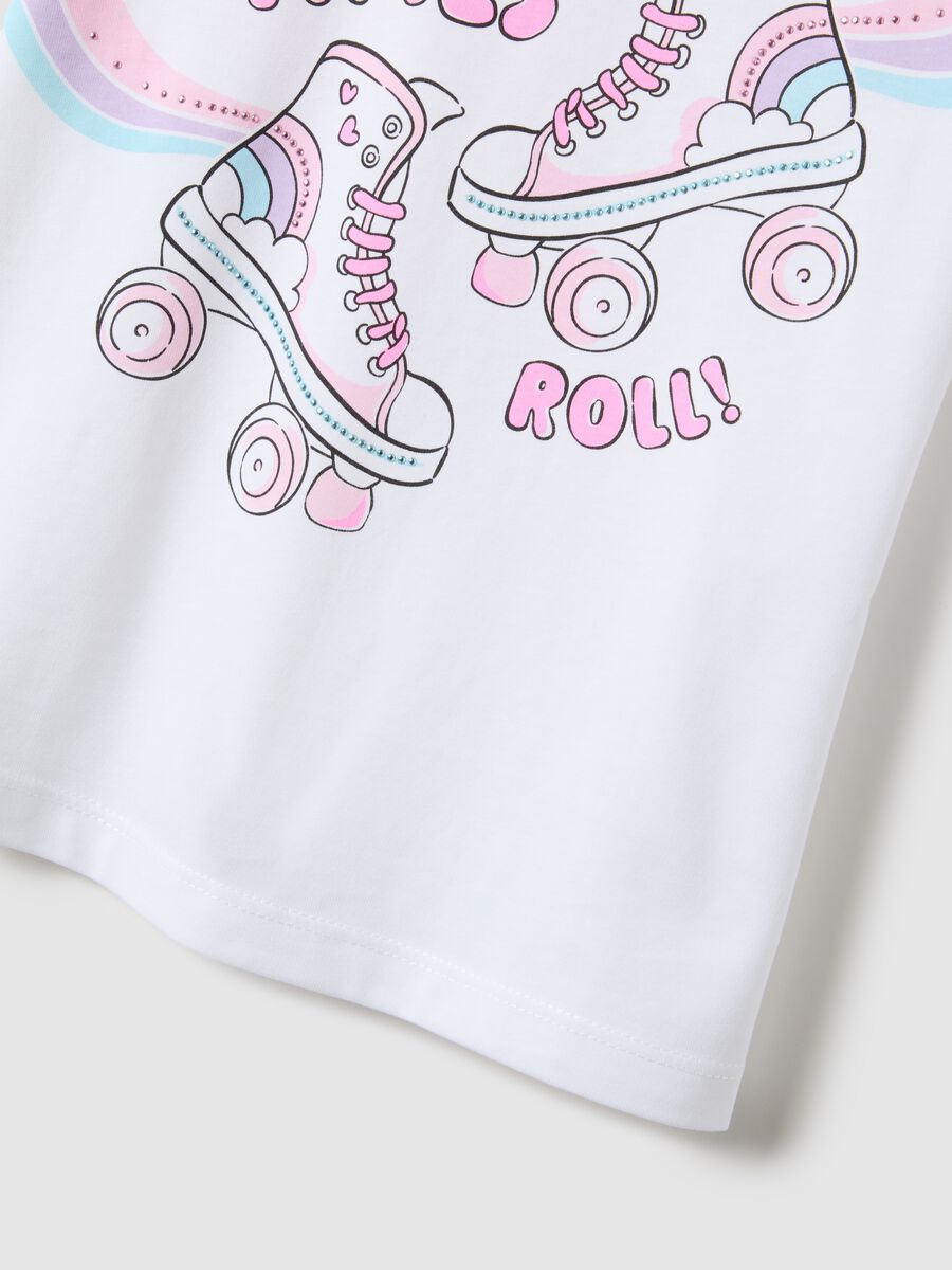 Girls' white pure cotton regular fit t-shirt with print_2