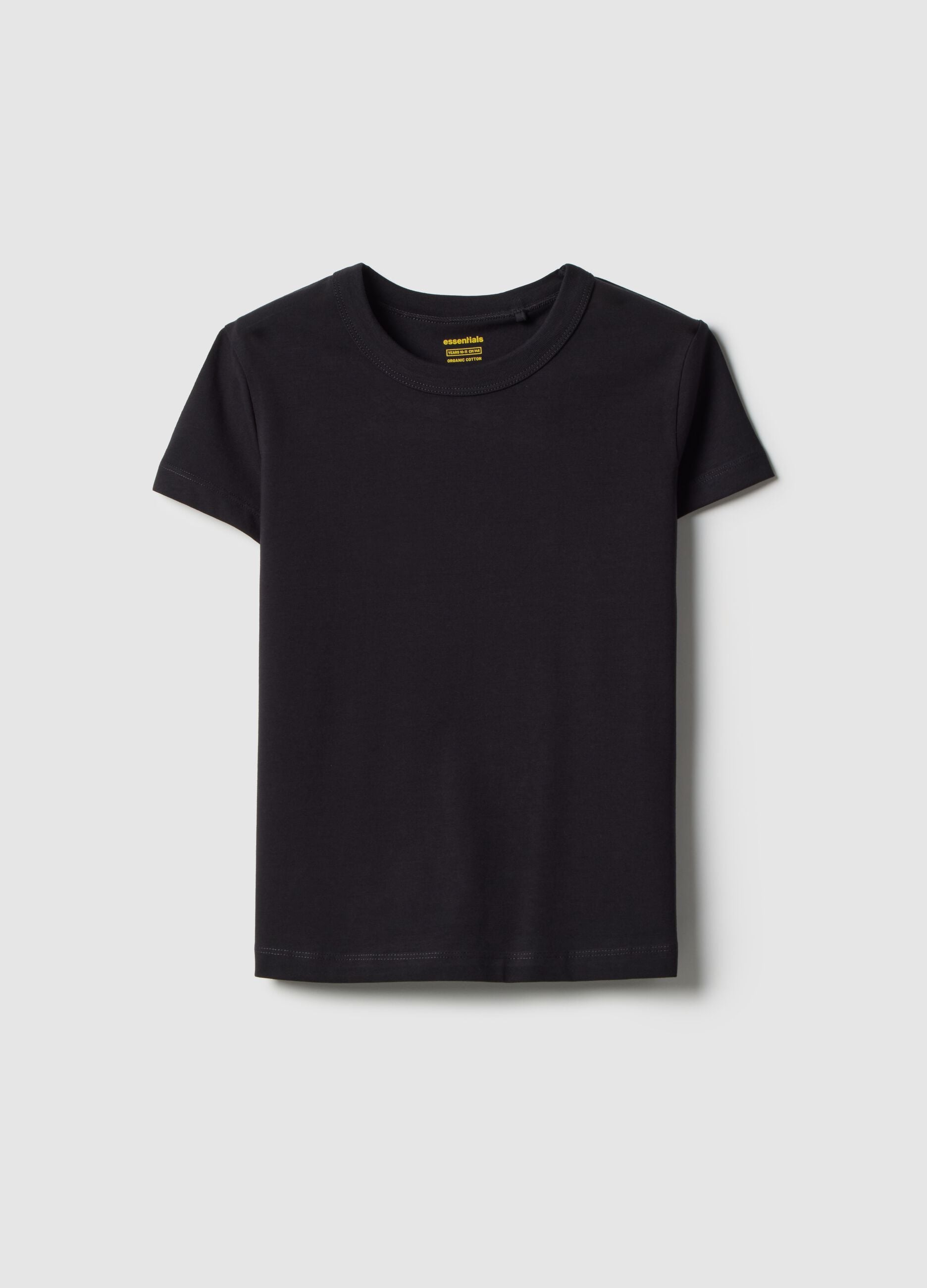 Girls' black cotton blend T-shirt regular fit