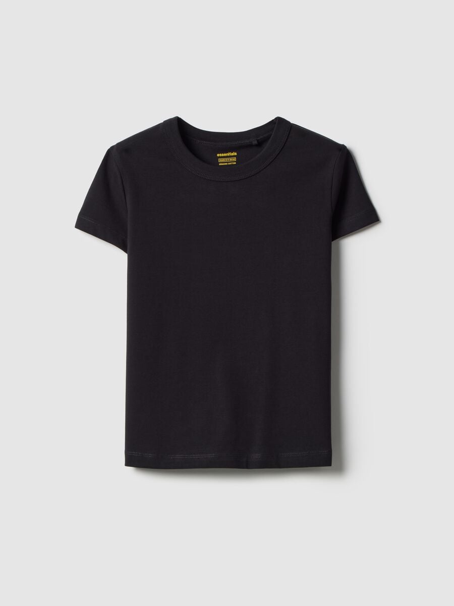 T-shirt de menina em mistura de algod&atilde;o preto corte regular_3