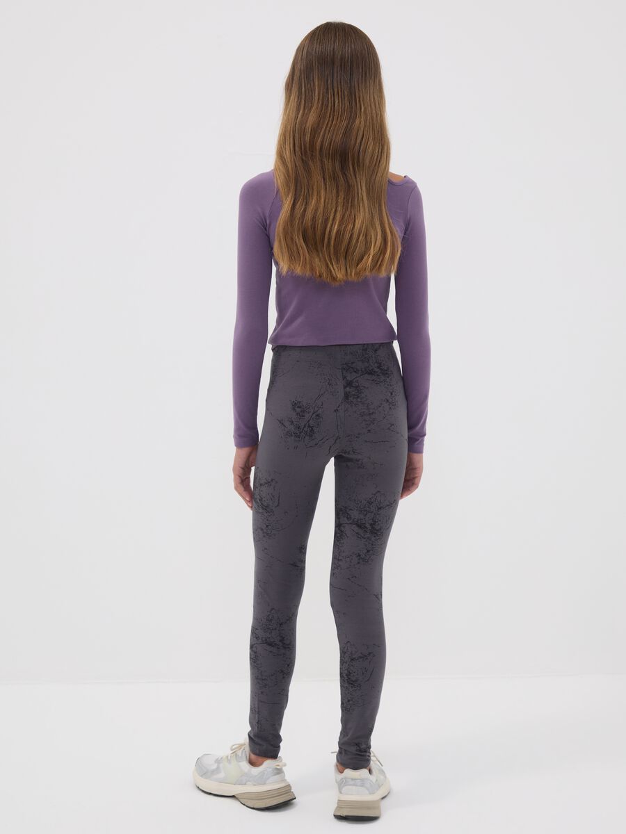 Girls&rsquo; grey skinny-fit organic stretch cotton leggings_2