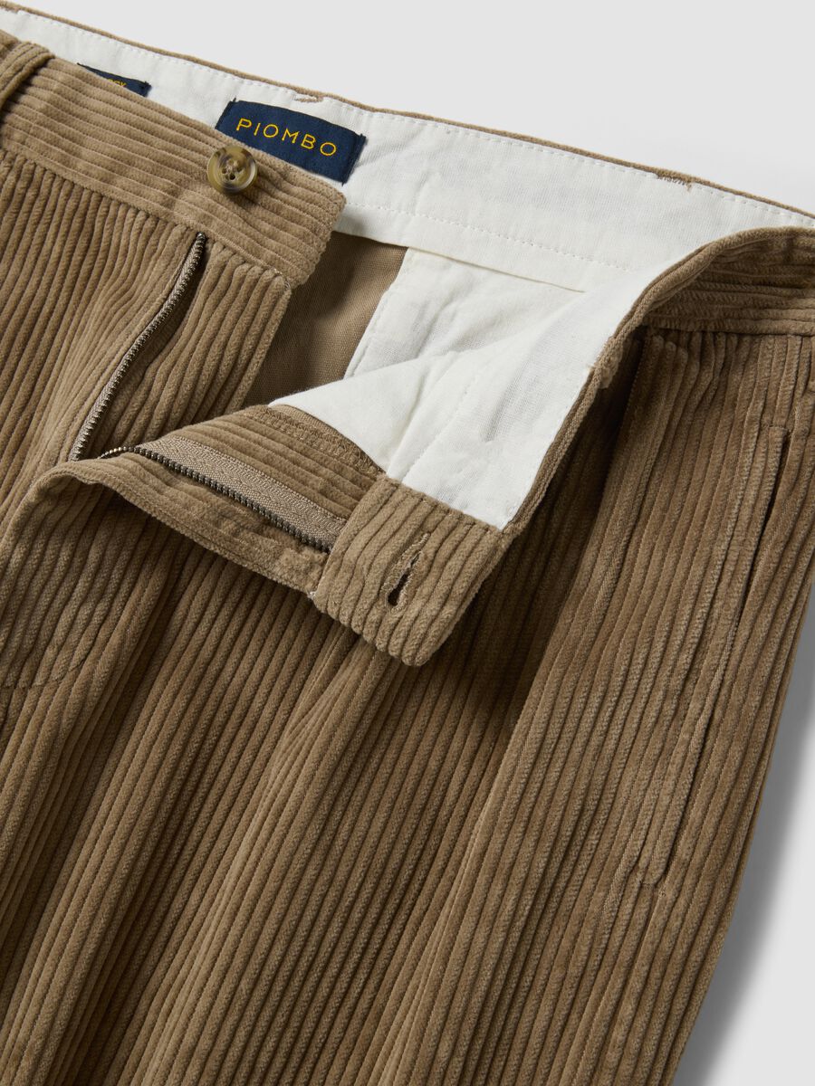 Pantaloni marroni in puro cotone a coste baggy fit_1