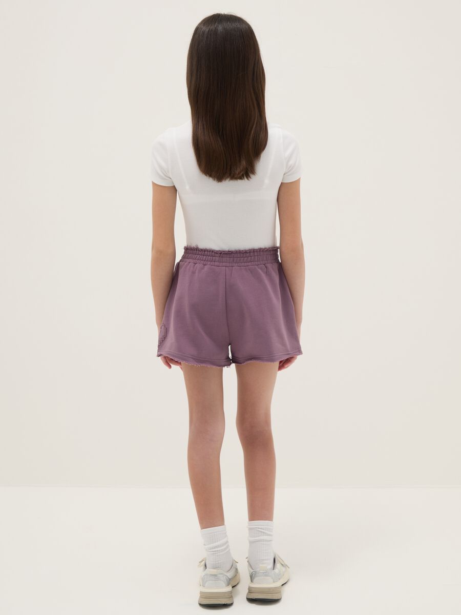 Girls' purple pure cotton shorts with relaxed fit_1