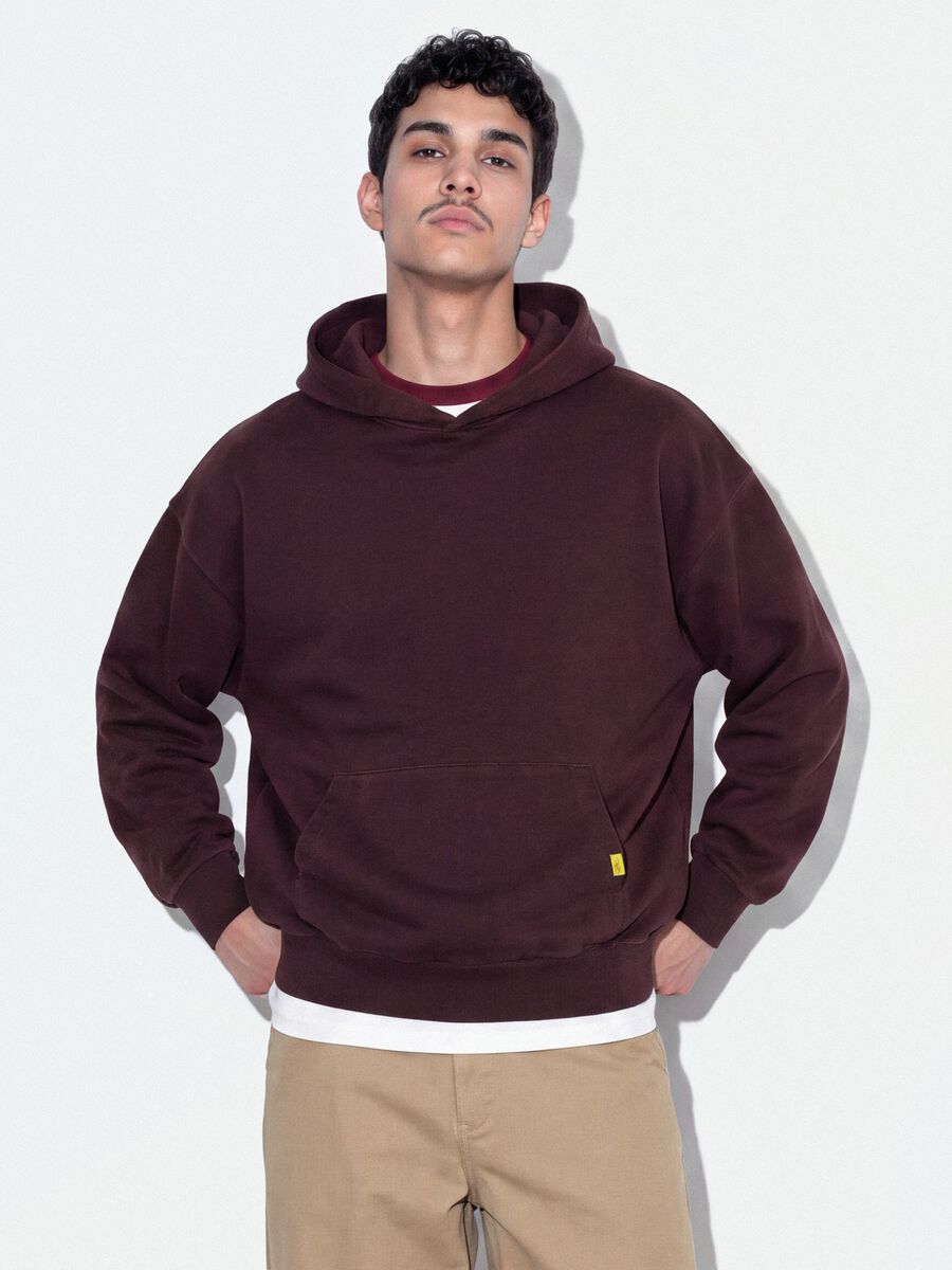 Red pure cotton oversized hoodie_0