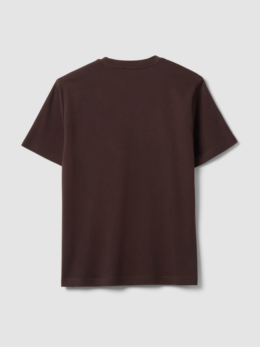 Brown pure cotton short-sleeve regular-fit T-shirt_1