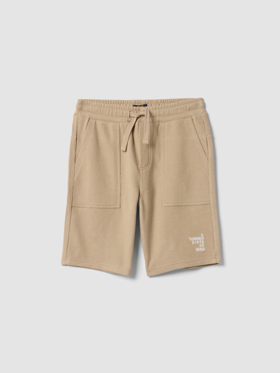 Boy's regular fit beige pure cotton shorts_3