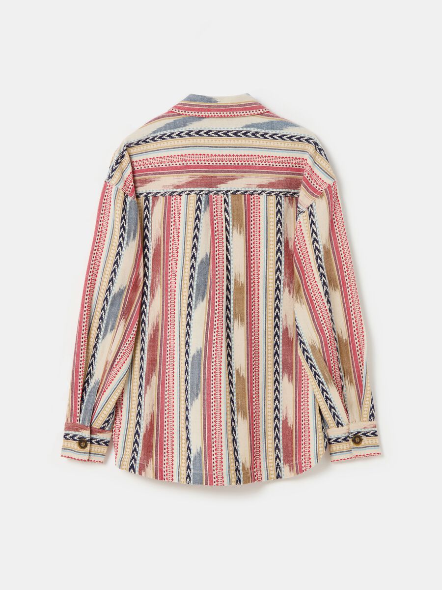 Multicoloured striped shacket with ethnic designs_4