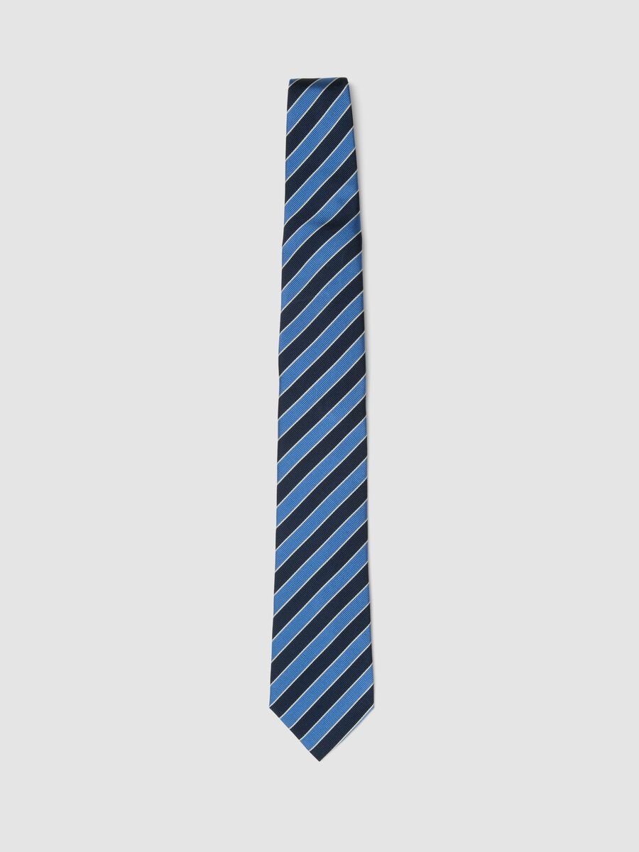 Multicolour striped pure silk tie 8 cm wide_0