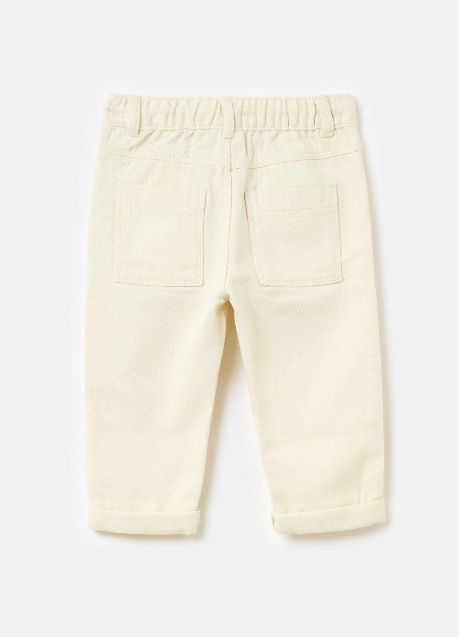 Pantalón de algodón y lino con cordón de ajuste