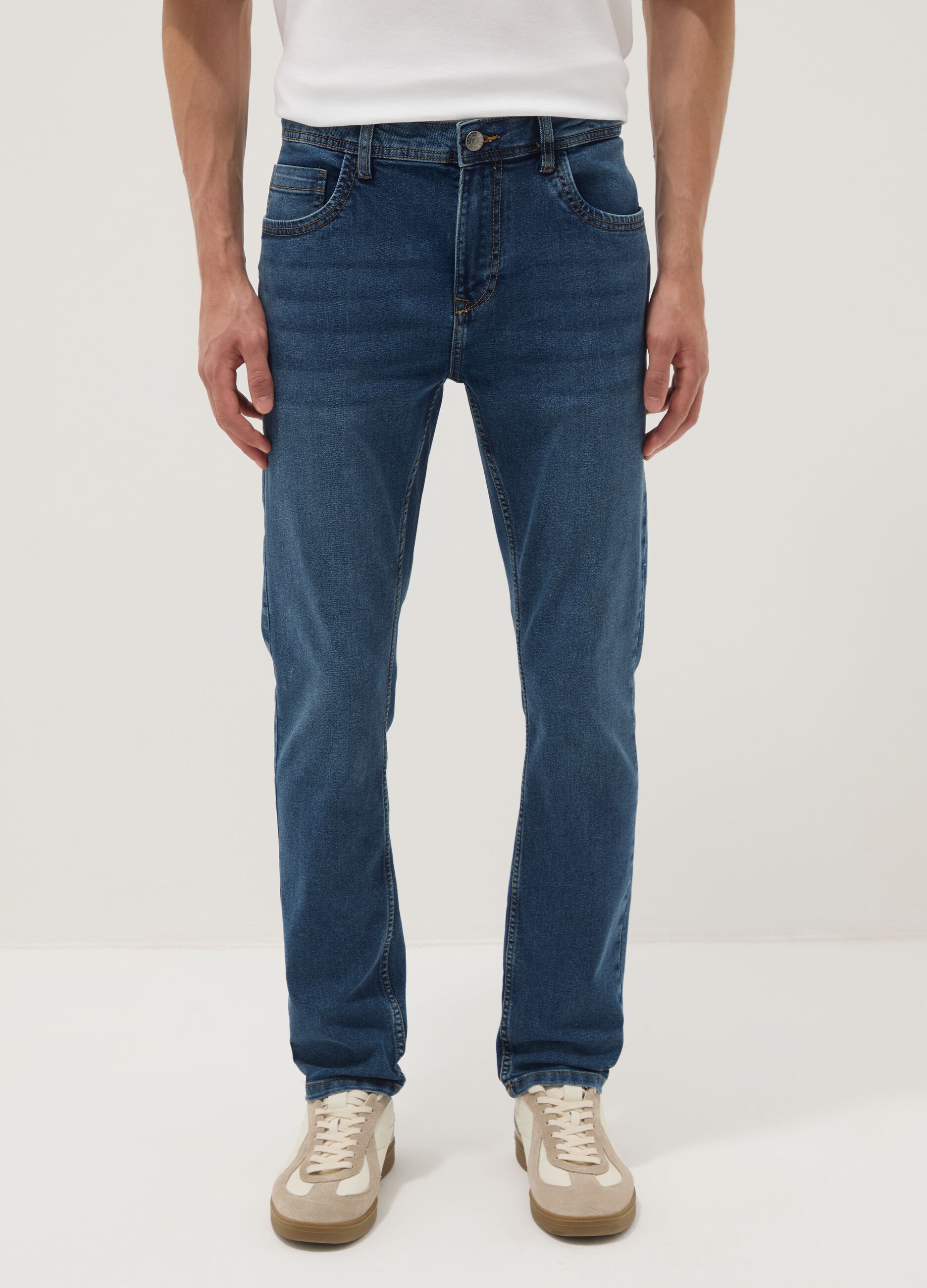 Super skinny blue cotton blend jeans