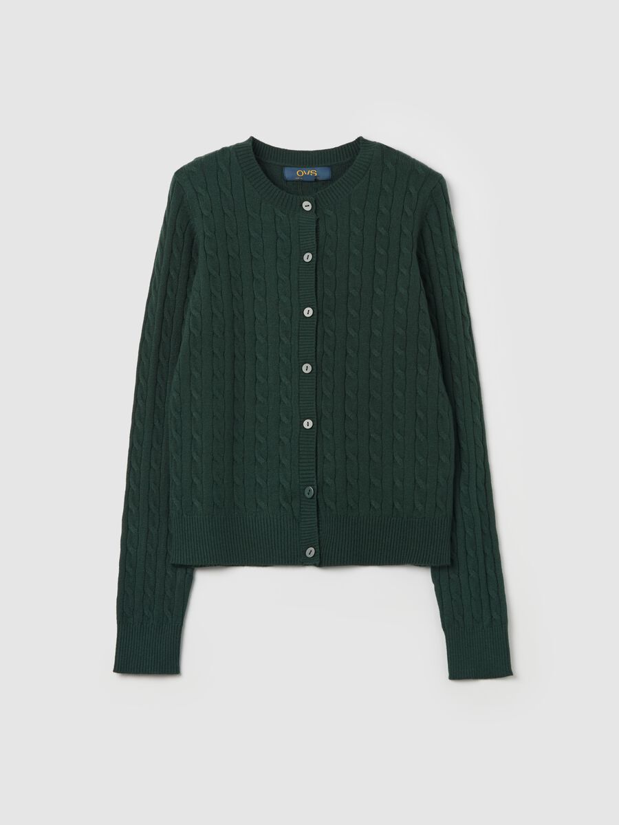 Ribbed cardigan with cable-knit design_4