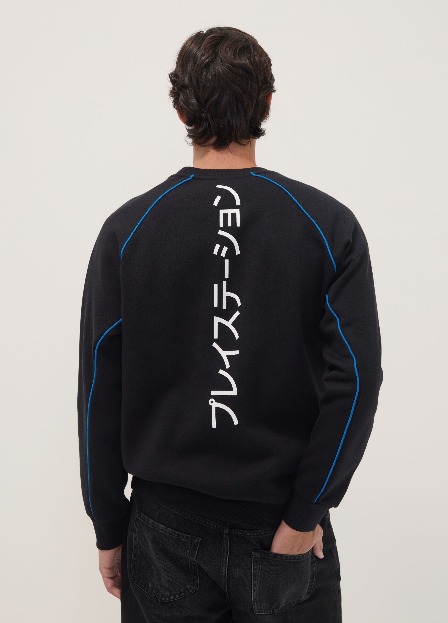 Black cotton-blend sweatshirt with PlayStation print