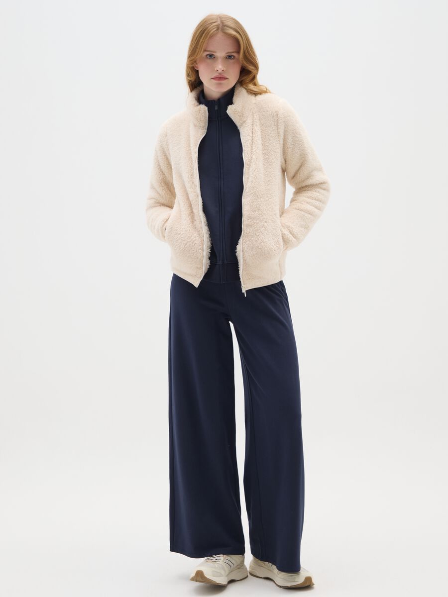 White regular fit zip sweatshirt_1