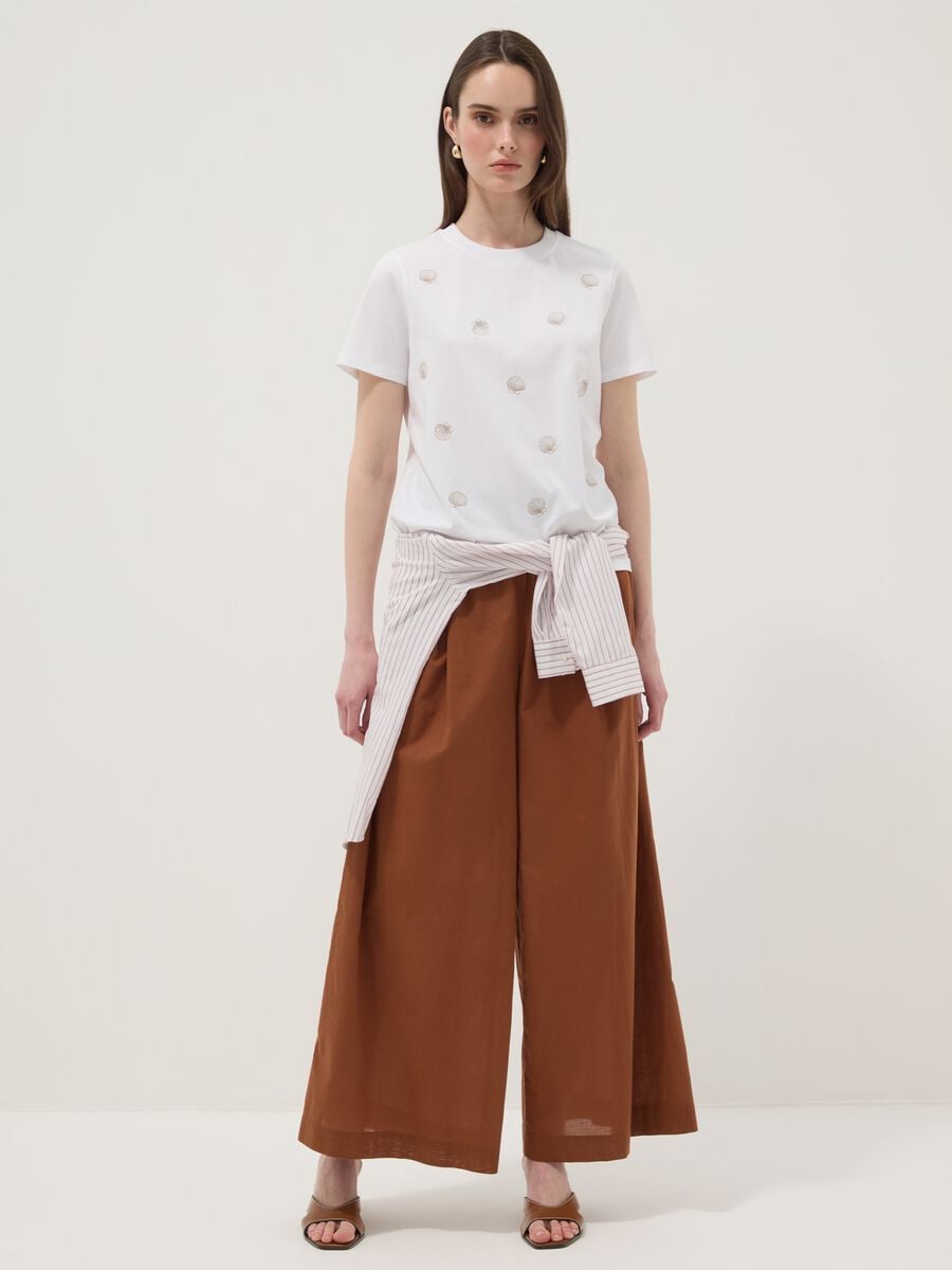 Camiseta blanca de algod&oacute;n puro con estampado de conchas_2