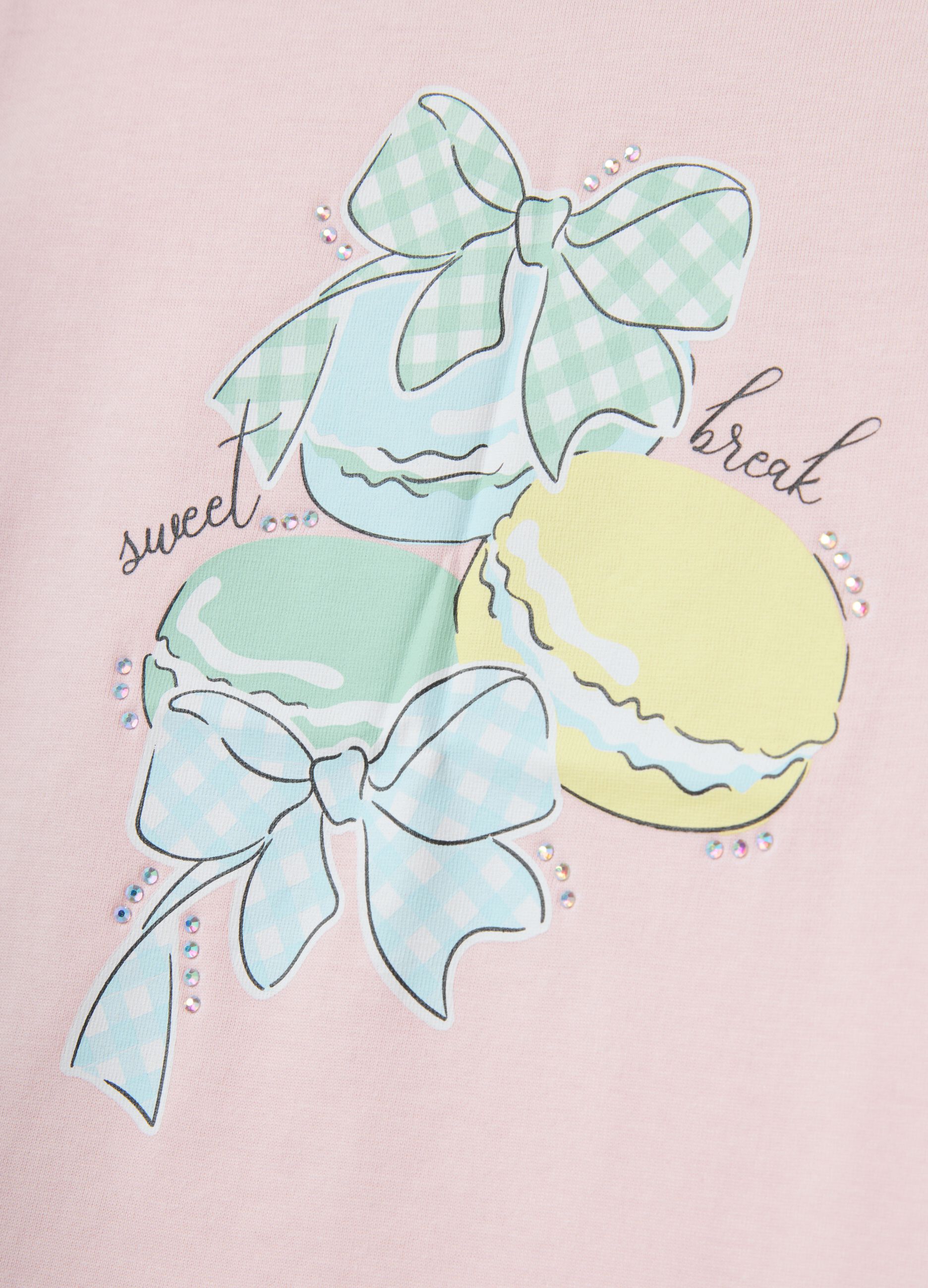 Pink pure cotton regular fit printed t-shirt for girls