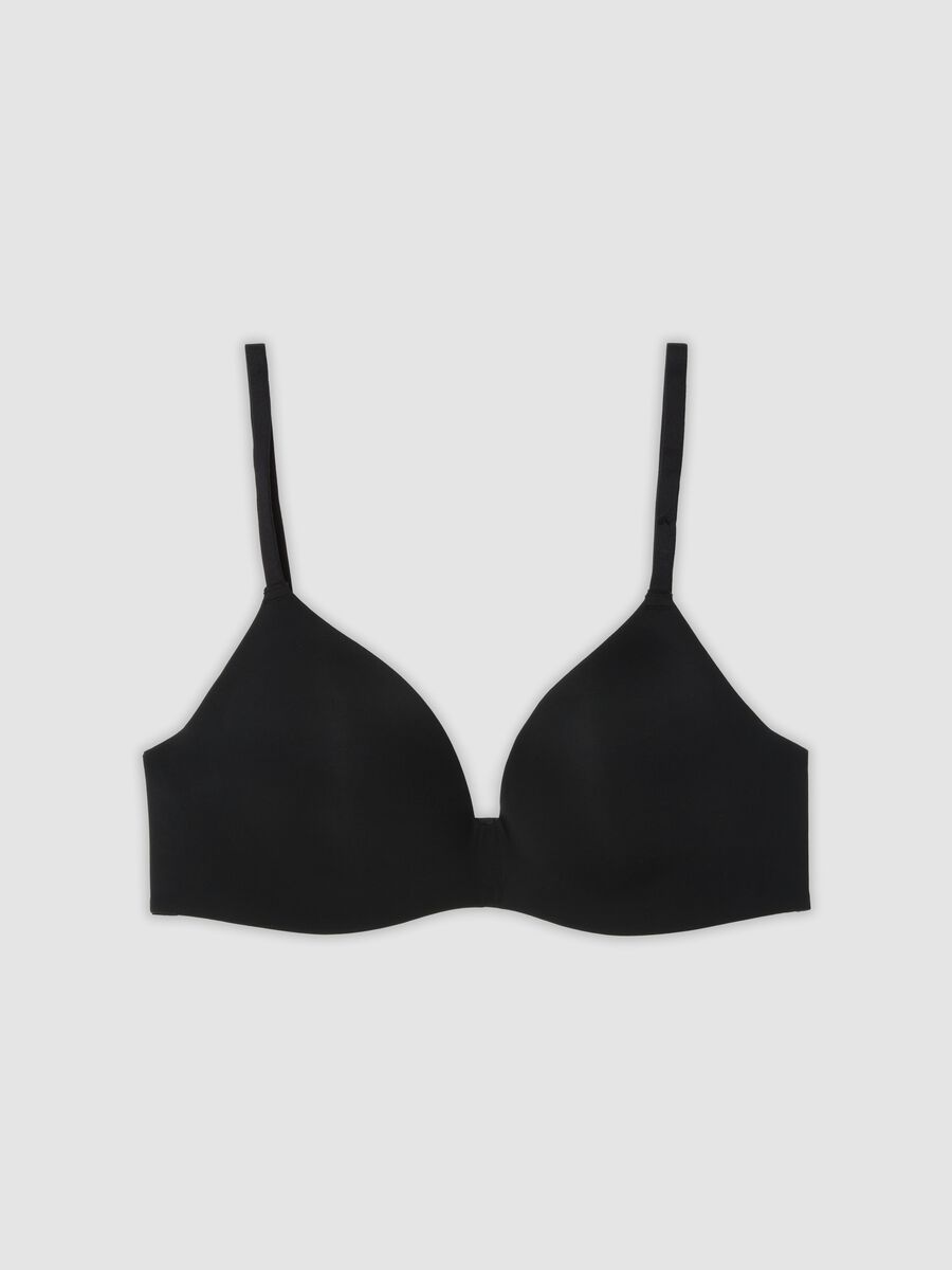 Black padded triangle bra in stretch fabric_4