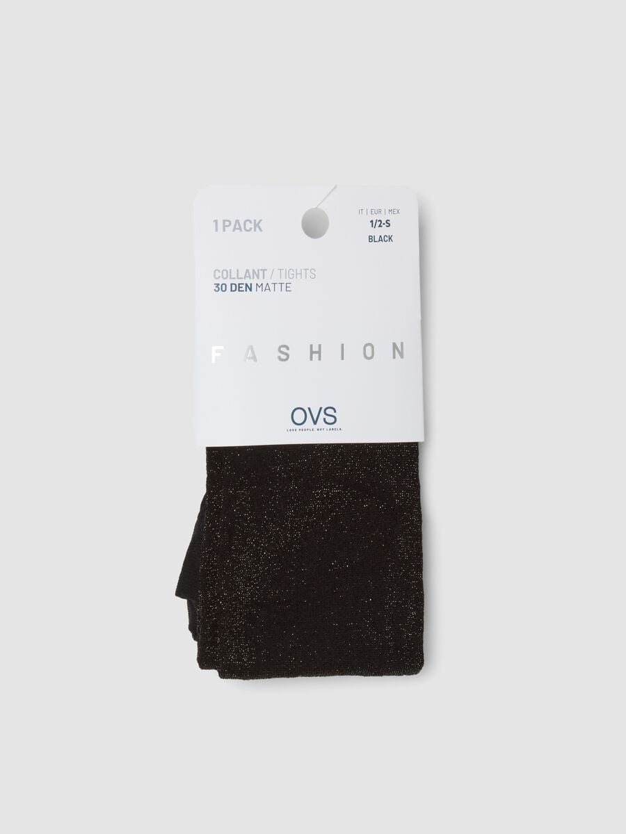 Black stretch tights with Lurex yarn_0