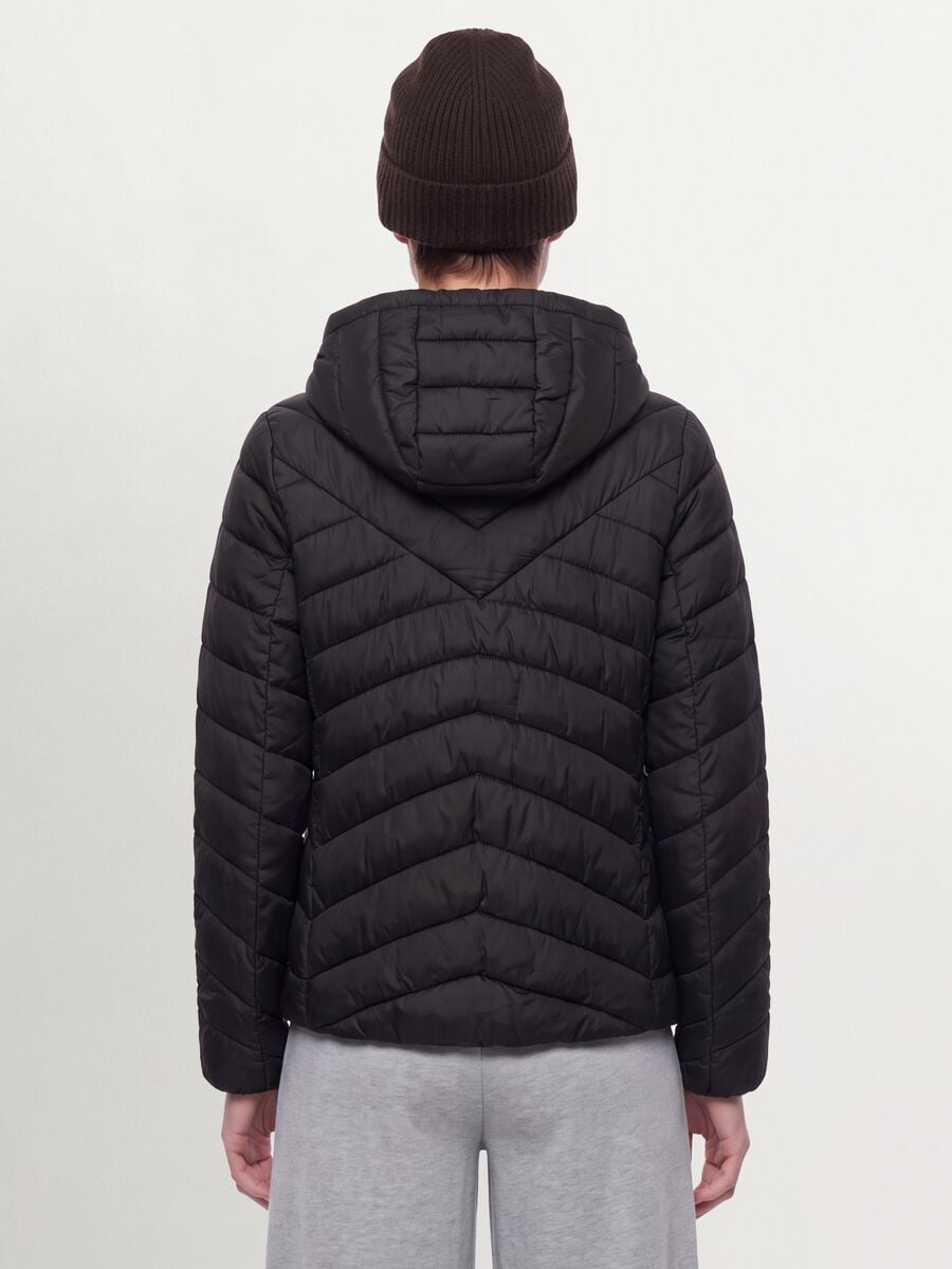 Black Ultralight Quilted Jacket with Hood and Zip_3