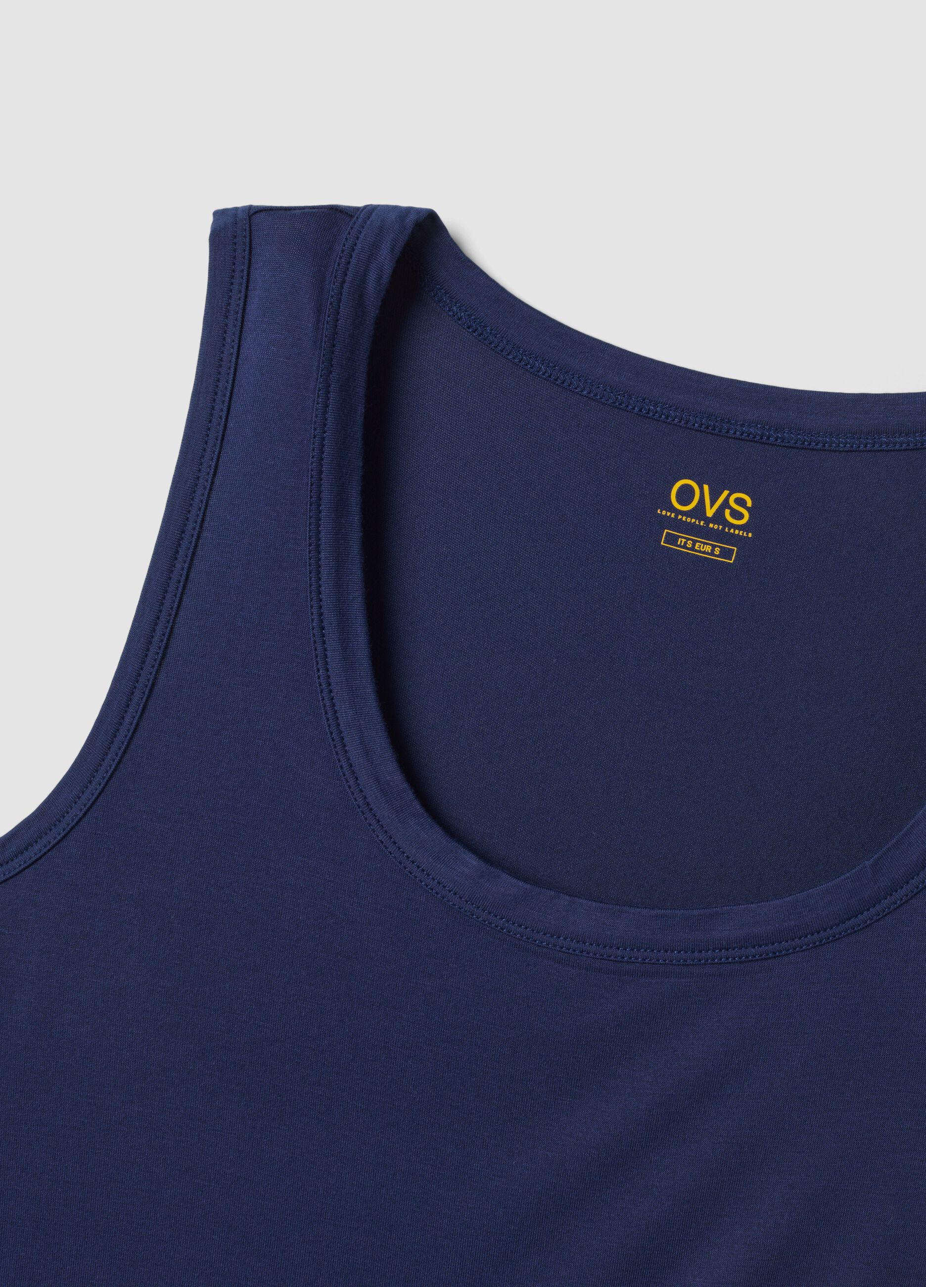 Blue stretch viscose vest top