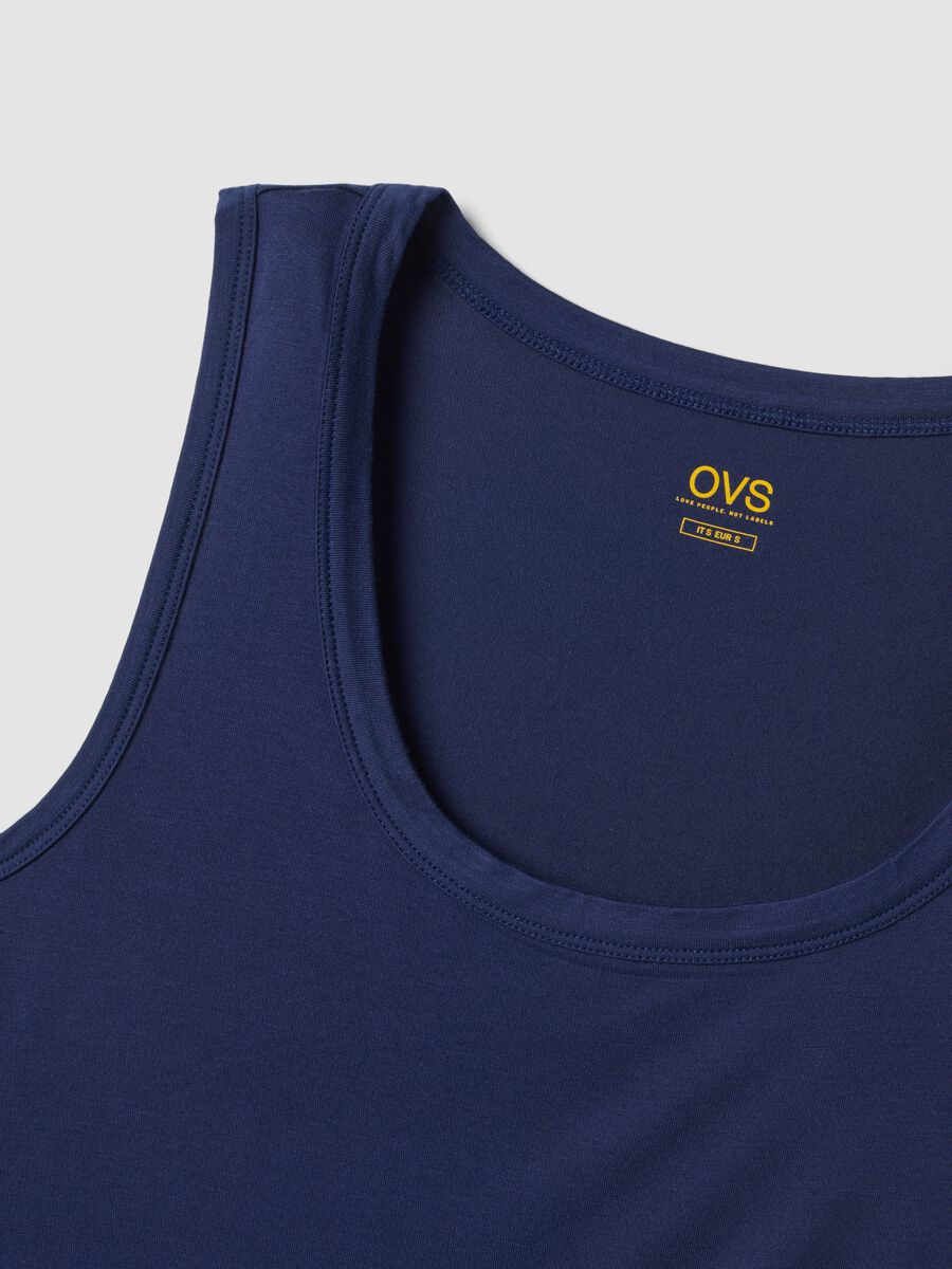 Blue stretch viscose vest top_1
