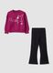 Purple and black 100% cotton tracksuit with crew-neck sweatshirt for girls_0