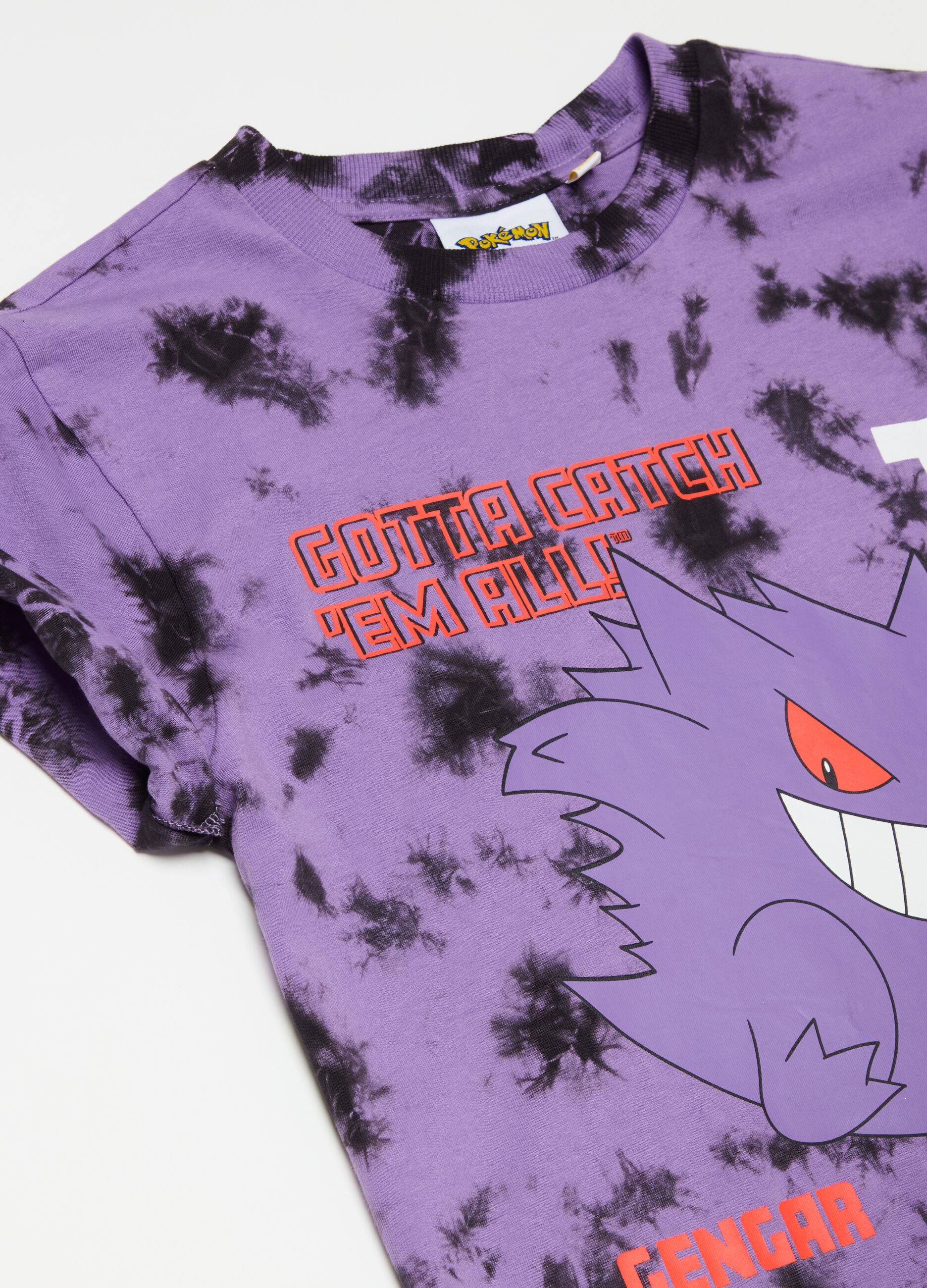 Tie-dye T-shirt with Pokémon Gengar print