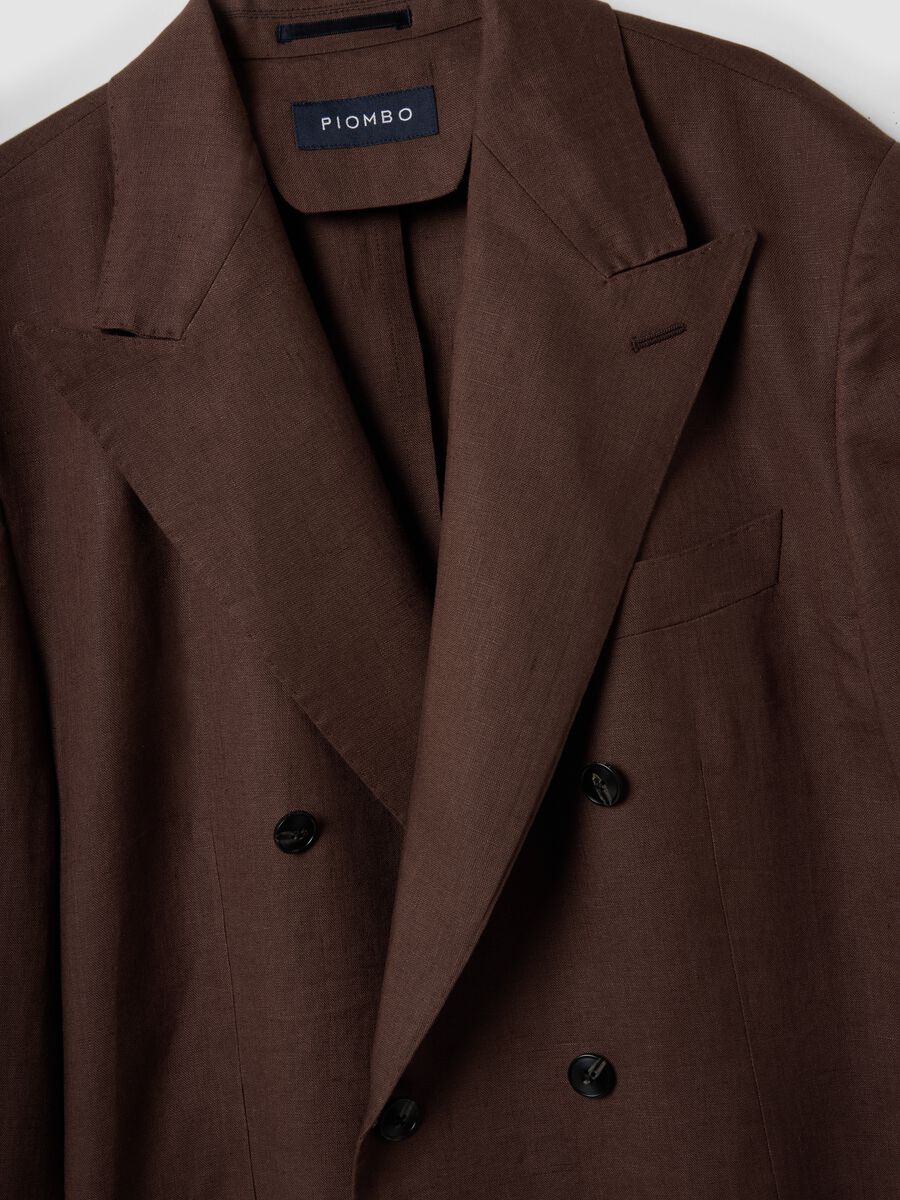 Brown Pure Linen Regular Fit Blazer_5