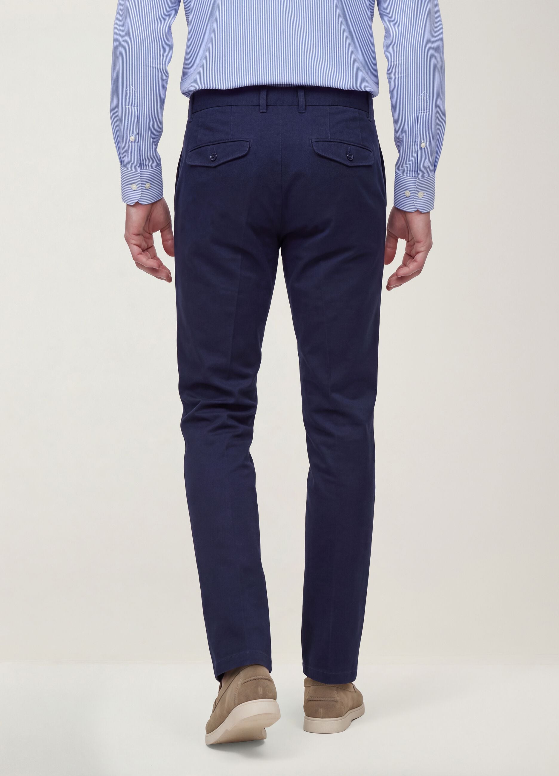 Blue regular tapered-fit stretch cotton twill chino trousers