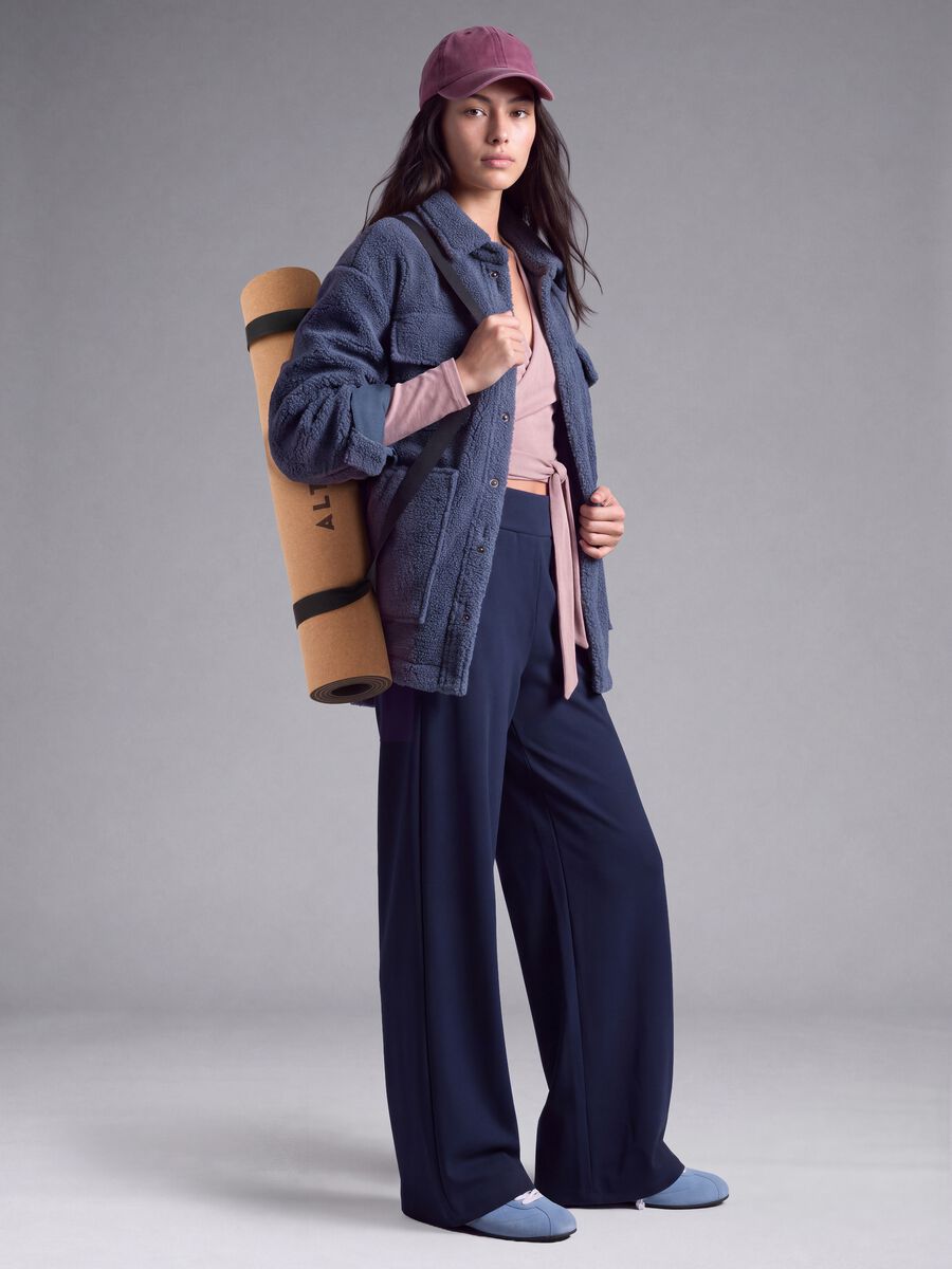 Blaue Wide-Leg-Hose aus Stretchmaterial ALTAVIA STUDIO_1