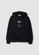 Black cotton-blend hoodie for girls, regular fit_3