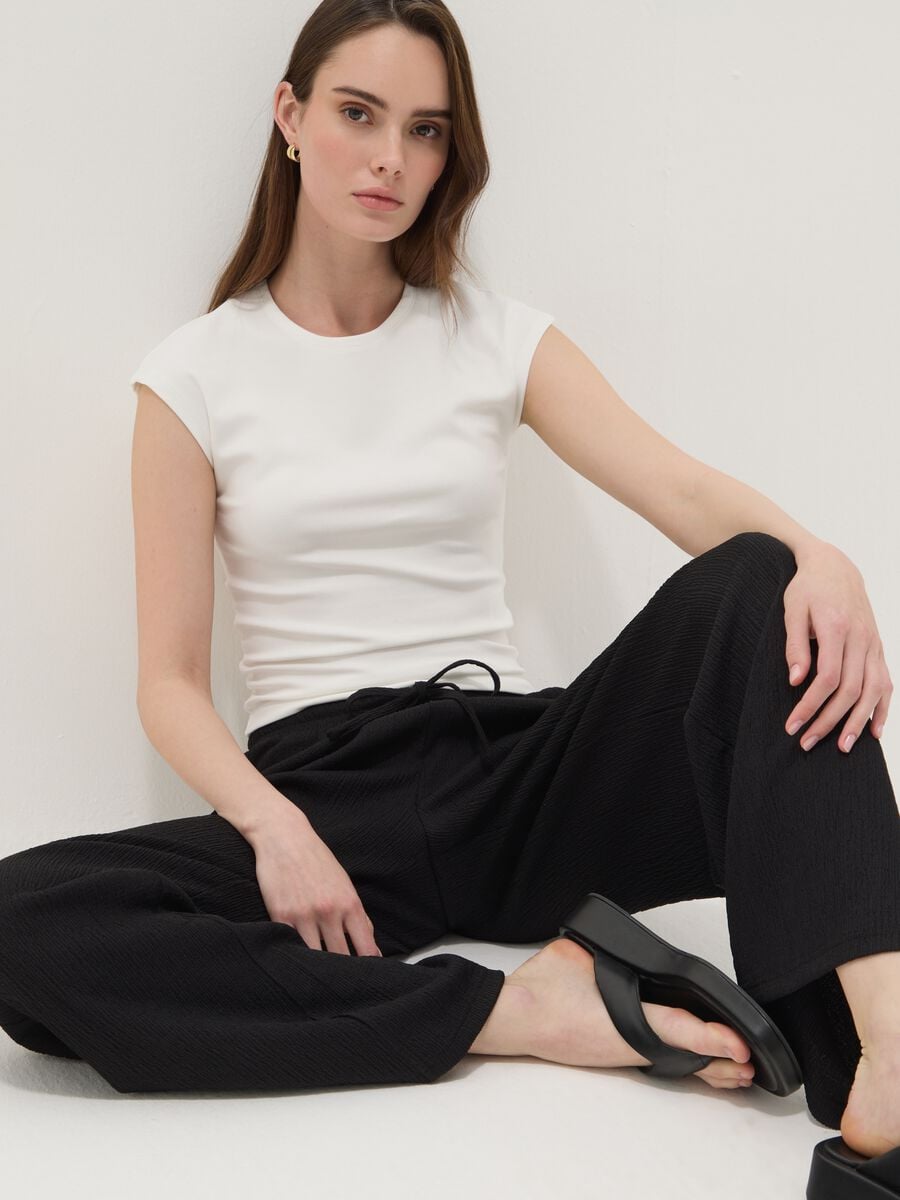 Schwarze Wide-Leg-Jogginghose_0