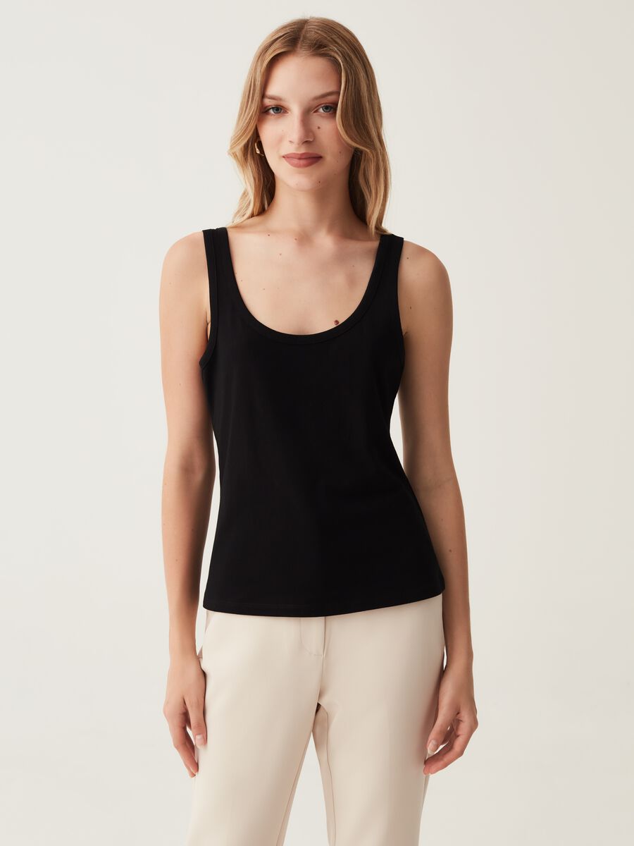 Tank top in stretch cotton._1