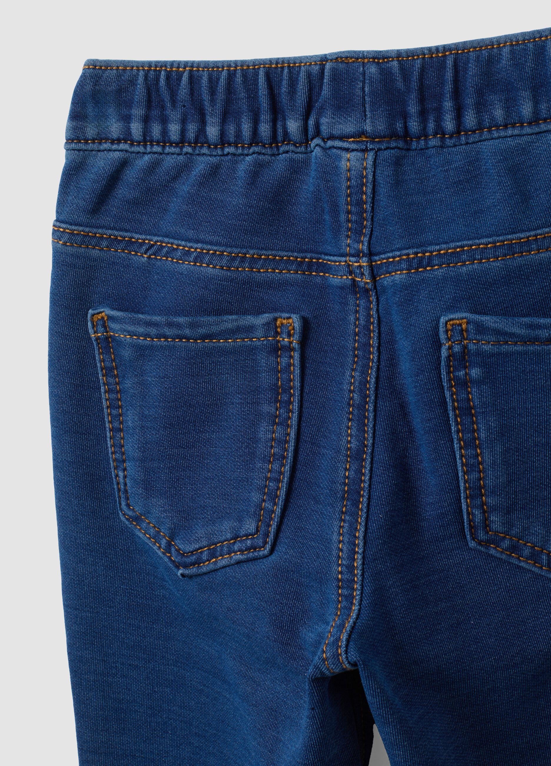 Jeggings blu flare in cotone elasticizzato per bambina