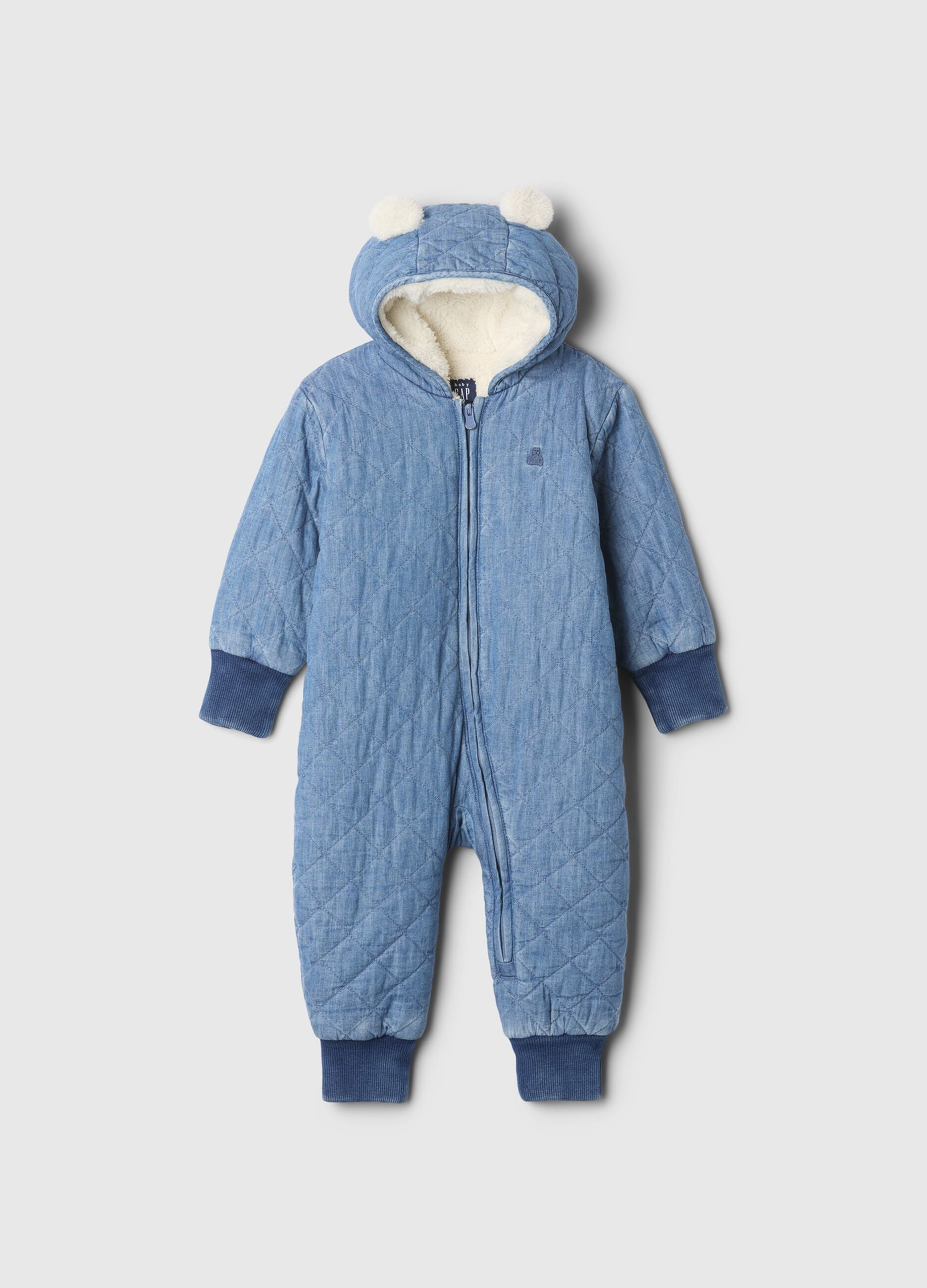 Padded onesie with faux fur lining