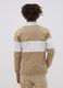 Beige pure cotton striped polo shirt with classic collar for boys_2
