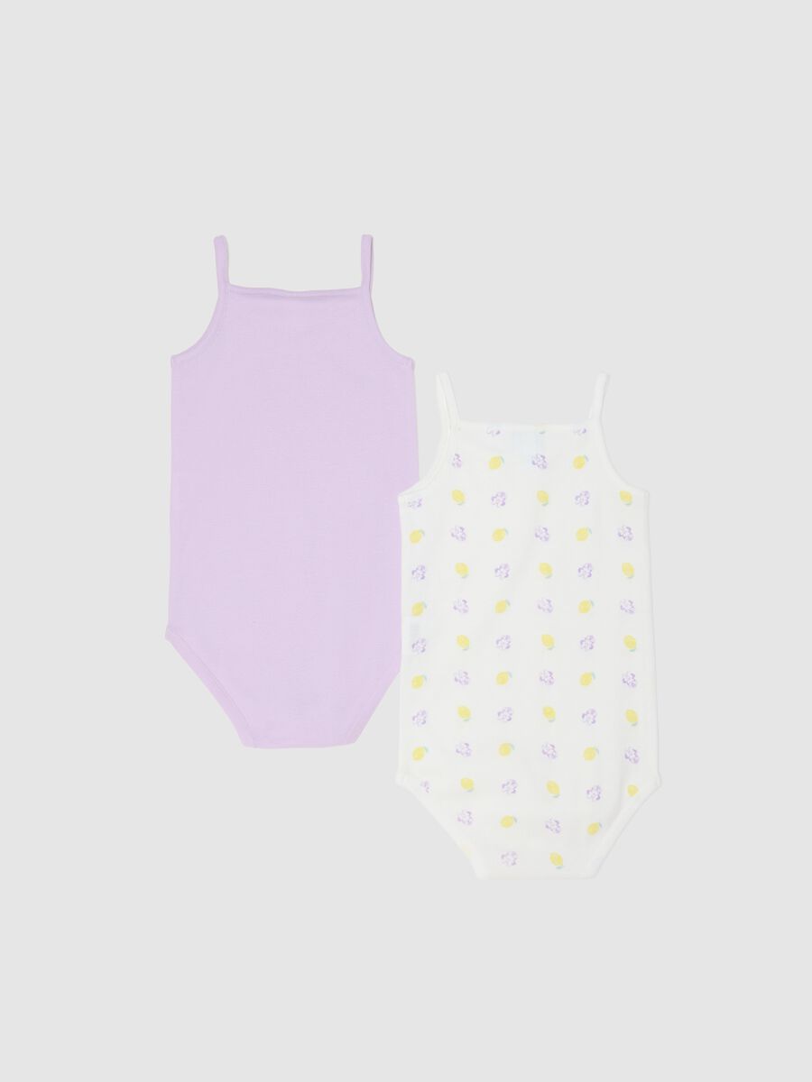 Lot de 2 bodies b&eacute;b&eacute; fille en pur coton multicolores sans manches avec Minnie_1