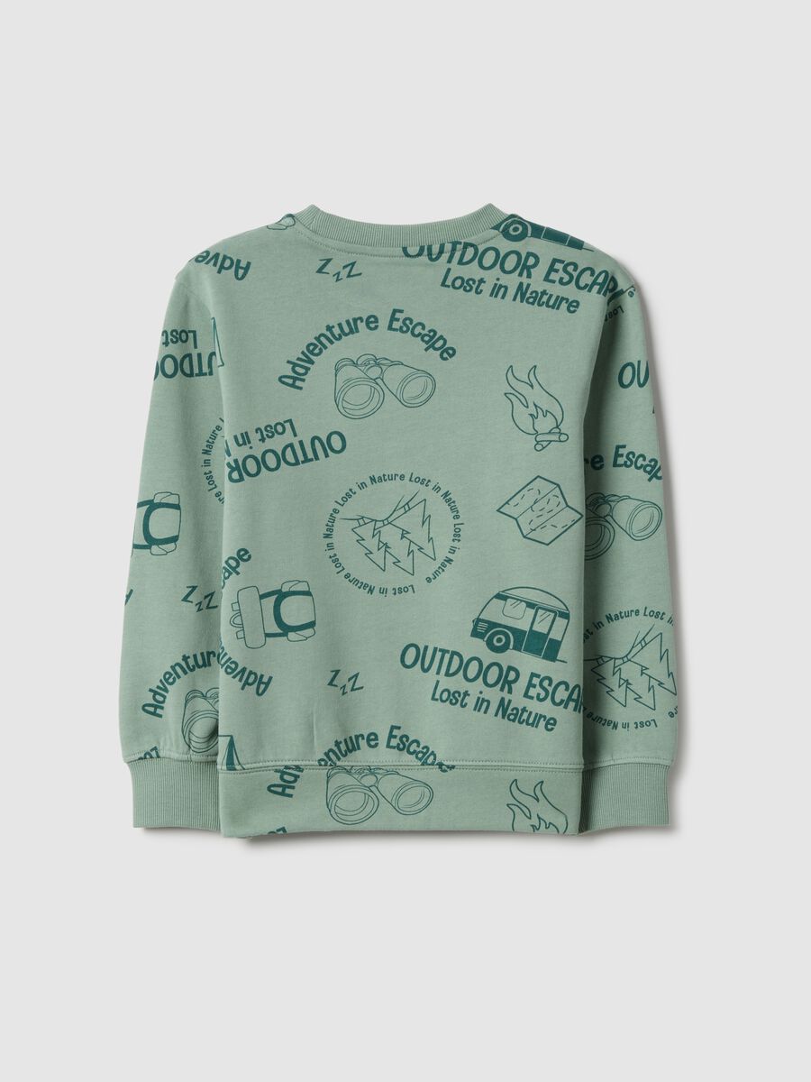 Kids' regular fit pure cotton green sweatshirt with print_1