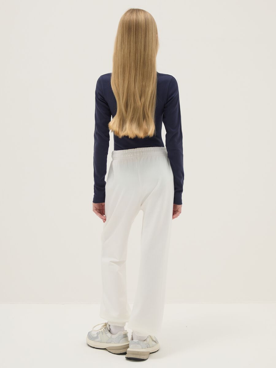 Girls' White Pure Cotton Jogger Trousers Regular Fit_1