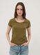 Green stretch cotton crew-neck T-shirt, regular fit_0