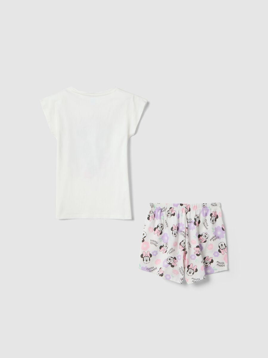 Girls' white pure cotton regular fit pyjamas featuring Minnie_1