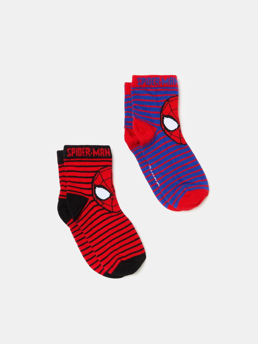 Two-pair pack short striped socks with Spider-Man_0