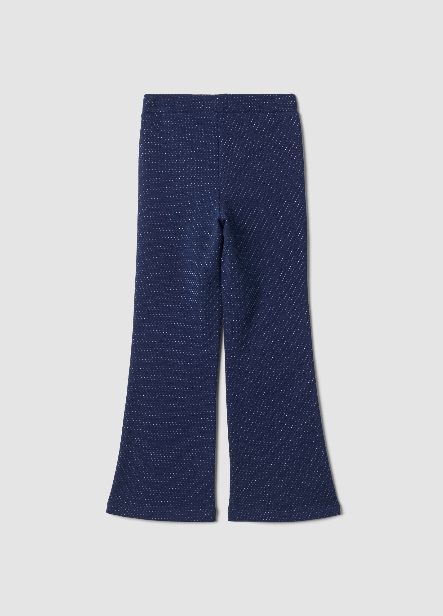Blue flared stretch cotton leggings
