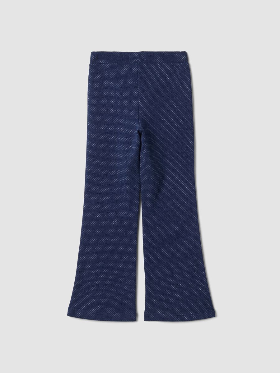 Blue flared stretch cotton leggings_1