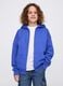 Blue full-zip sweatshirt in cotton with hood_0