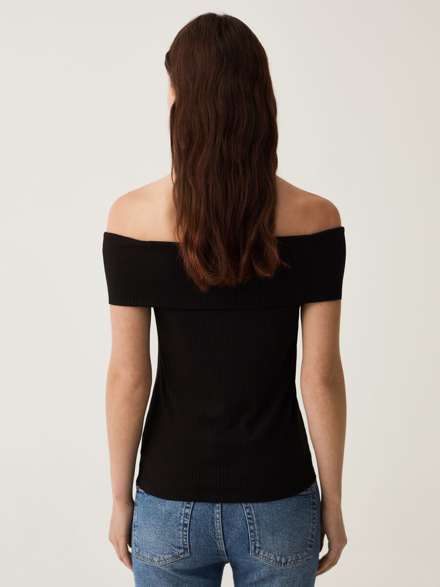 Flat ribbed T-shirt with drop shoulders_2
