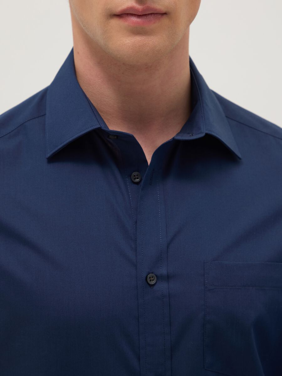 Regular fit blue shirt with classic collar - easy iron_1