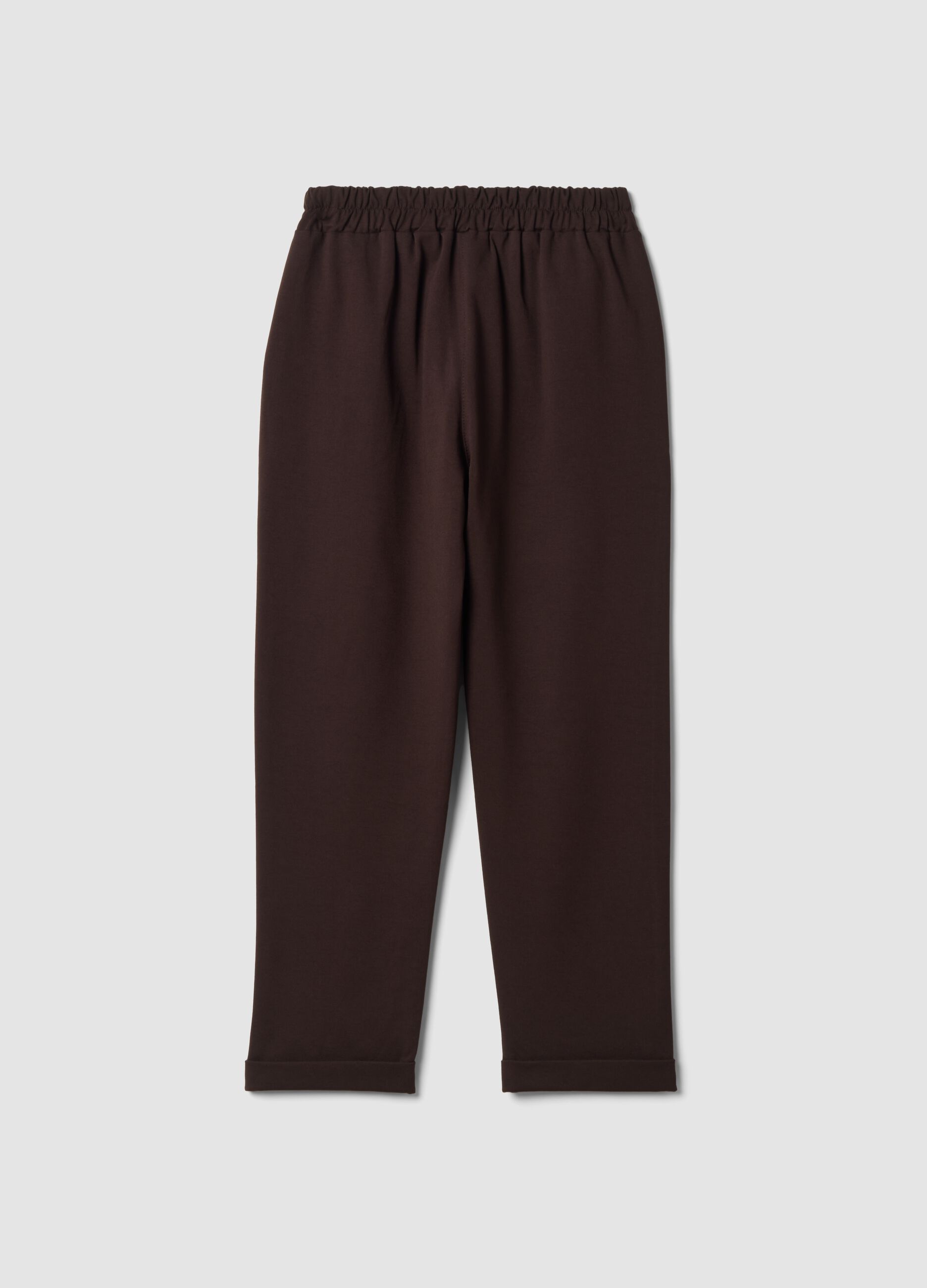 Brown regular-fit stretch viscose trousers