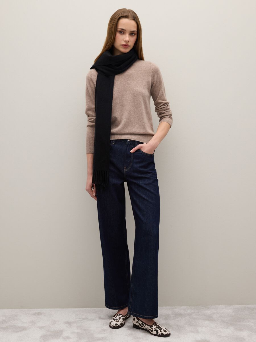 Beige crew-neck pure cashmere sweater regular fit_2